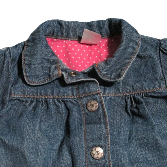 Carters Snap Up Jean Jacket Girls Size 6M Blue Denim Collared Coat Front Pockets - Picture 2 of 6